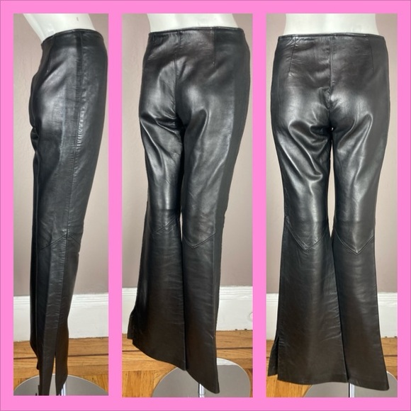 Oscar Leopold Black Lambskin Leather Pants - Picture 3 of 11